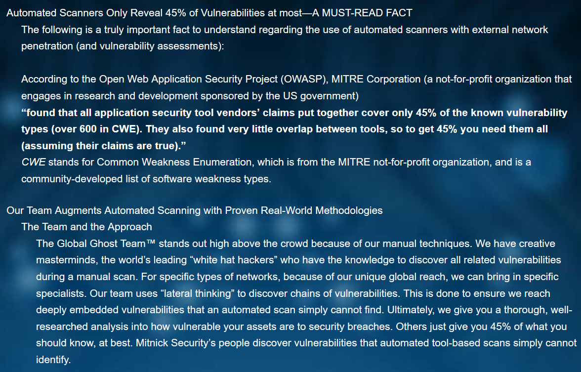 Citation of OWASP on mitnicksecurity.com